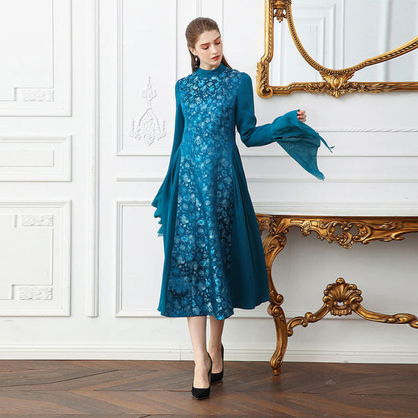 VOA Chinese Silk Brocade Dress Plus Size Runway Dresses Women Flare Lo - Konnichiwa Validate VOA Chinese Silk Brocade Dress Plus Size Runway Dresses Women Flare Lo - Konnichiwa Validate