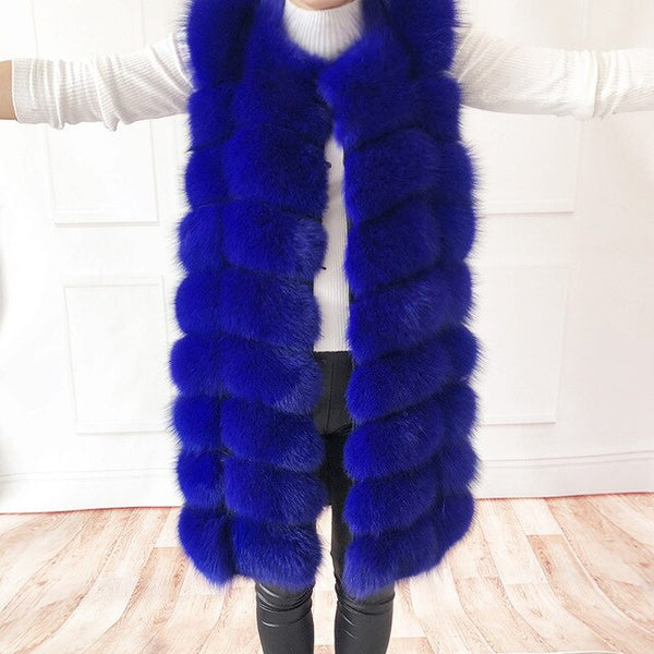 Natural Fox Fur Coat 100% Real Fox Fur Vest Jacket 2018 Women's pretty Warm Coat. Natural Real Fur Coat Jacket Real Fur Coats