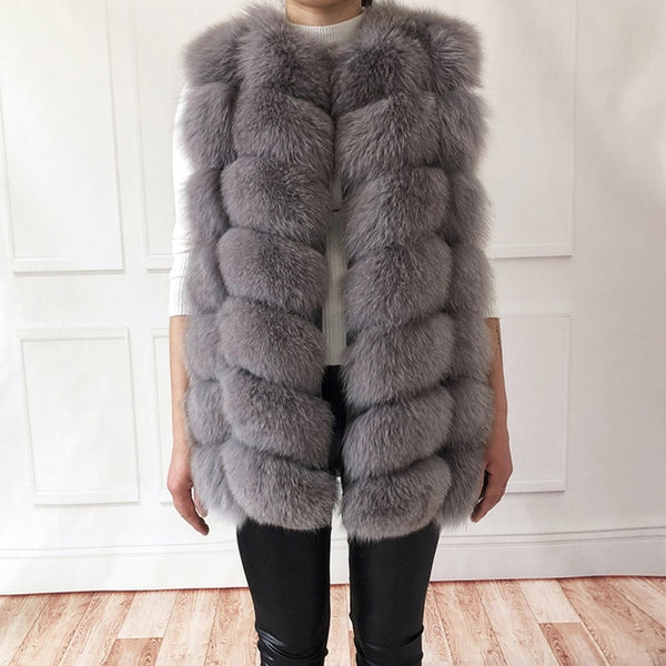 Natural Real Fox Fur Vest Jacket Waistcoat Short sleeveless Vestwoman winter warm Natural Fur Vest Real Fur Jacket Fox Fur Coats