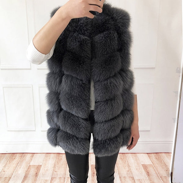 Natural Real Fox Fur Vest Jacket Waistcoat Short sleeveless Vestwoman winter warm Natural Fur Vest Real Fur Jacket Fox Fur Coats