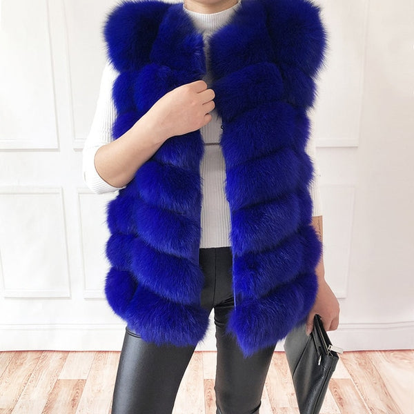 Natural Real Fox Fur Vest Jacket Waistcoat Short sleeveless Vestwoman winter warm Natural Fur Vest Real Fur Jacket Fox Fur Coats