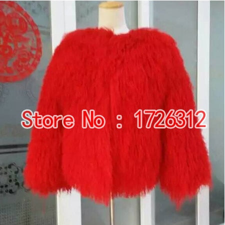 Women real mongolian sheep fur coat ladies leather short style beach wool fur jacket female outerwear