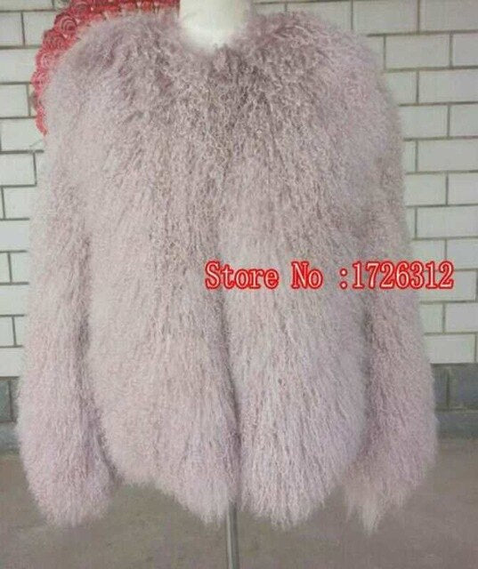 Women real mongolian sheep fur coat ladies leather short style beach wool fur jacket female outerwear