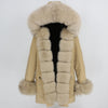OFTBUY 2019 fashion winter jacket women real fur coat natural real fox fur collar loose long parkas big fur outerwear Detachable