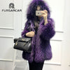 FURSARCAR Natural Fox Fur Coat Women Winter Luxury Silver Fox Fur Outwear 2019 New Fashion thick Gold Fox Fur Coat with Fur Hood