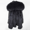 2019 Real Fur Coat Winter Jacket Women Long Parka Waterproof Big Natural Raccoon Fur Collar Hood Thick Warm Real Fox Fur Liner