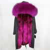 2019 Real Fur Coat Winter Jacket Women Long Parka Waterproof Big Natural Raccoon Fur Collar Hood Thick Warm Real Fox Fur Liner