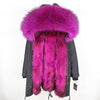 2019 Real Fur Coat Winter Jacket Women Long Parka Waterproof Big Natural Raccoon Fur Collar Hood Thick Warm Real Fox Fur Liner