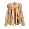 JAZZEVAR 2019 woman army green Large raccoon fur collar hooded coat parkas outwear 2 in 1 detachable lining winter jacket