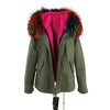 JAZZEVAR 2019 woman army green Large raccoon fur collar hooded coat parkas outwear 2 in 1 detachable lining winter jacket