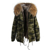 JAZZEVAR 2019 woman army green Large raccoon fur collar hooded coat parkas outwear 2 in 1 detachable lining winter jacket