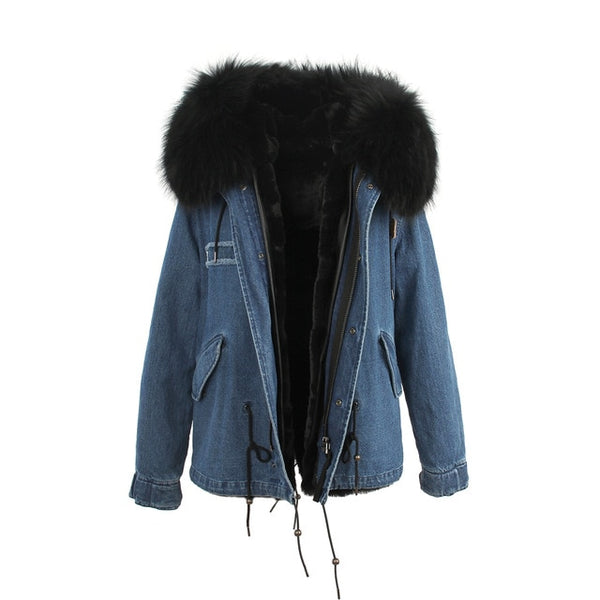 JAZZEVAR 2019 woman army green Large raccoon fur collar hooded coat parkas outwear 2 in 1 detachable lining winter jacket