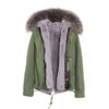 JAZZEVAR 2019 woman army green Large raccoon fur collar hooded coat parkas outwear 2 in 1 detachable lining winter jacket