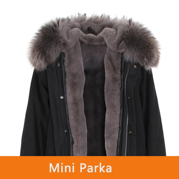 JAZZEVAR 2019 woman army green Large raccoon fur collar hooded coat parkas outwear 2 in 1 detachable lining winter jacket