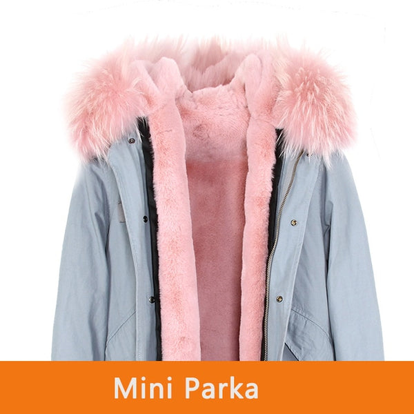 JAZZEVAR 2019 woman army green Large raccoon fur collar hooded coat parkas outwear 2 in 1 detachable lining winter jacket