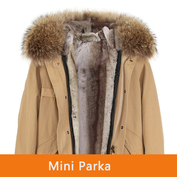 JAZZEVAR 2019 woman army green Large raccoon fur collar hooded coat parkas outwear 2 in 1 detachable lining winter jacket