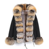JAZZEVAR 2019 New Fashion Women's Luxurious Large Real Fox Fur Collar Cuff Hooded Coat Short Parkas Outwear Winter Jacket