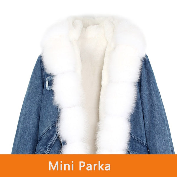 JAZZEVAR 2019 New Fashion Women's Luxurious Large Real Fox Fur Collar Cuff Hooded Coat Short Parkas Outwear Winter Jacket