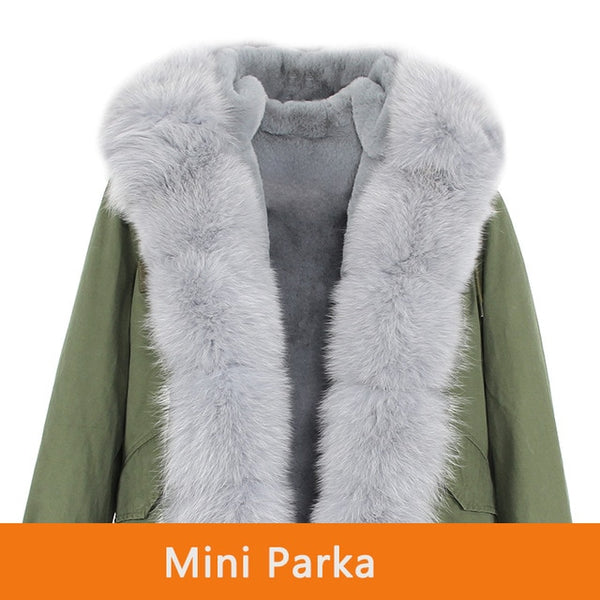 JAZZEVAR 2019 New Fashion Women's Luxurious Large Real Fox Fur Collar Cuff Hooded Coat Short Parkas Outwear Winter Jacket