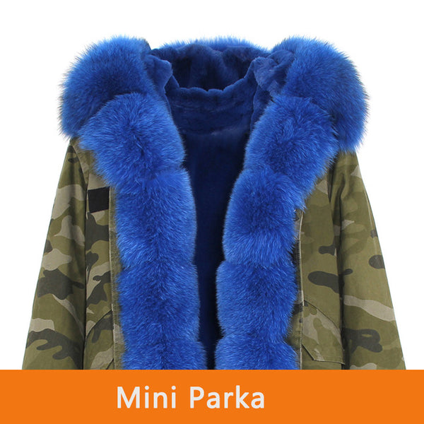 JAZZEVAR 2019 New Fashion Women's Luxurious Large Real Fox Fur Collar Cuff Hooded Coat Short Parkas Outwear Winter Jacket