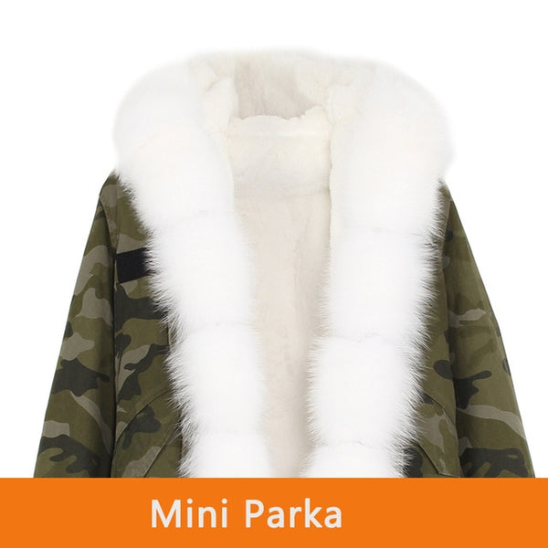 JAZZEVAR 2019 New Fashion Women's Luxurious Large Real Fox Fur Collar Cuff Hooded Coat Short Parkas Outwear Winter Jacket