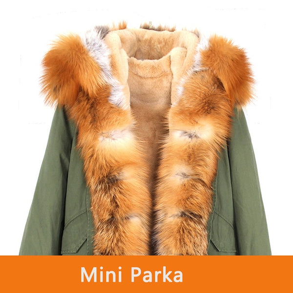 JAZZEVAR 2019 New Fashion Women's Luxurious Large Real Fox Fur Collar Cuff Hooded Coat Short Parkas Outwear Winter Jacket
