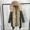Luxurious real fur coat New Fashion Woman Real rabbit fur lining  Parka  Large warm fox fur Hooded Coat Outwear   Winter Jacket
