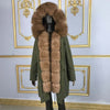 Luxurious real fur coat New Fashion Woman Real rabbit fur lining  Parka  Large warm fox fur Hooded Coat Outwear   Winter Jacket