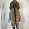 Luxurious real fur coat New Fashion Woman Real rabbit fur lining  Parka  Large warm fox fur Hooded Coat Outwear   Winter Jacket