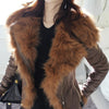 2019 New Women Winter Jacket Luxury Fox Fur Hooded Motorcycle PU Leather Jackets Short Outerwear Slim Streetwear Coat D256