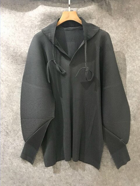 Changpleat Spring 2019 New Women Hoodies Sweatshirts Miyak Pleated Fashion loose Elastic Solid Large Size Female Sweatshirt Tide