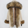 2019 Long Parkas Real Fur Parka Winter Jacket Coat Women Natural Silver Fox Fur Trim Hood Thick Warm Streetwear Detachable New