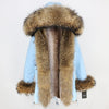 2019 Long Parkas Real Fur Parka Winter Jacket Coat Women Natural Silver Fox Fur Trim Hood Thick Warm Streetwear Detachable New