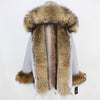 2019 Long Parkas Real Fur Parka Winter Jacket Coat Women Natural Silver Fox Fur Trim Hood Thick Warm Streetwear Detachable New