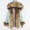 2019 Long Parkas Real Fur Parka Winter Jacket Coat Women Natural Silver Fox Fur Trim Hood Thick Warm Streetwear Detachable New