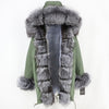 2019 Long Parkas Real Fur Parka Winter Jacket Coat Women Natural Silver Fox Fur Trim Hood Thick Warm Streetwear Detachable New