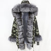 2019 Long Parkas Real Fur Parka Winter Jacket Coat Women Natural Silver Fox Fur Trim Hood Thick Warm Streetwear Detachable New