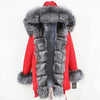 2019 Long Parkas Real Fur Parka Winter Jacket Coat Women Natural Silver Fox Fur Trim Hood Thick Warm Streetwear Detachable New