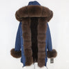 2019 Long Parkas Real Fur Parka Winter Jacket Coat Women Natural Silver Fox Fur Trim Hood Thick Warm Streetwear Detachable New