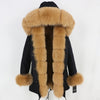 2019 Long Parkas Real Fur Parka Winter Jacket Coat Women Natural Silver Fox Fur Trim Hood Thick Warm Streetwear Detachable New