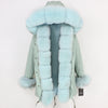 2019 Long Parkas Real Fur Parka Winter Jacket Coat Women Natural Silver Fox Fur Trim Hood Thick Warm Streetwear Detachable New