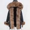 2019 Long Parkas Real Fur Parka Winter Jacket Coat Women Natural Silver Fox Fur Trim Hood Thick Warm Streetwear Detachable New