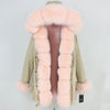 2019 Long Parkas Real Fur Parka Winter Jacket Coat Women Natural Silver Fox Fur Trim Hood Thick Warm Streetwear Detachable New