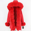 2019 Long Parkas Real Fur Parka Winter Jacket Coat Women Natural Silver Fox Fur Trim Hood Thick Warm Streetwear Detachable New