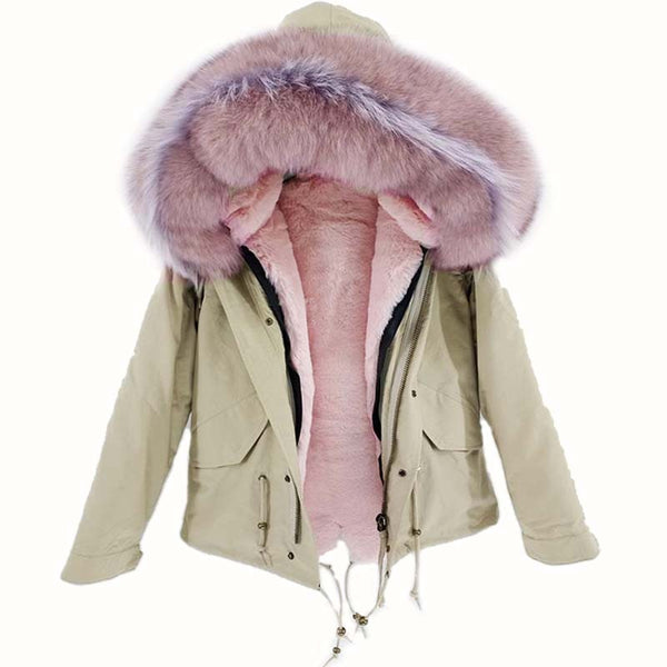 NEW 2019 real raccoon fur collar hooded winter jacket women parka fur coat fashion Thick Warm Streetwear