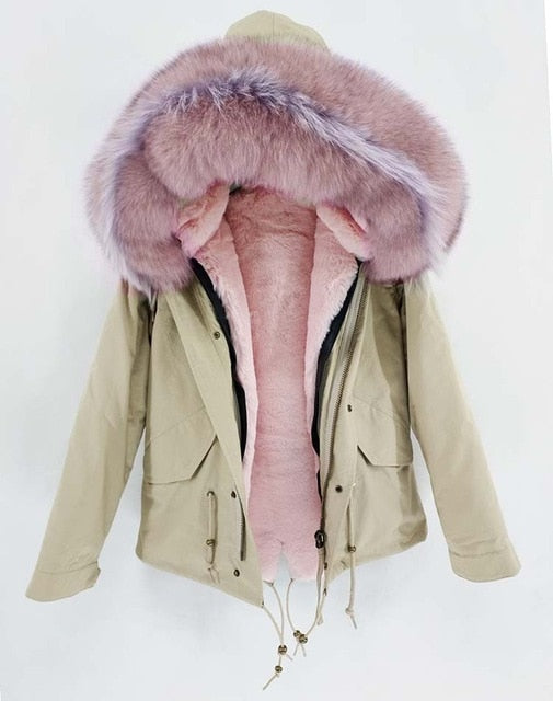 NEW 2019 real raccoon fur collar hooded winter jacket women parka fur coat fashion Thick Warm Streetwear