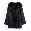 CT903 Pudi 2019 new autumn women genuine rabbit fur coat with real fox fur collar lady casual coat free shipping