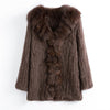 CT903 Pudi 2019 new autumn women genuine rabbit fur coat with real fox fur collar lady casual coat free shipping