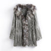 CT903 Pudi 2019 new autumn women genuine rabbit fur coat with real fox fur collar lady casual coat free shipping