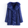 CT903 Pudi 2019 new autumn women genuine rabbit fur coat with real fox fur collar lady casual coat free shipping